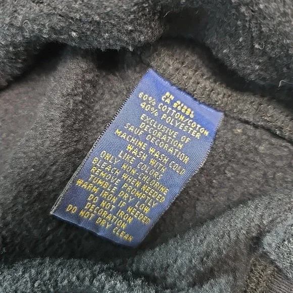 Polo Ralph Lauren Hoodie Men Small Black Funnel Neck Raglan Pullover Sweatshirt - Picture 6 of 10